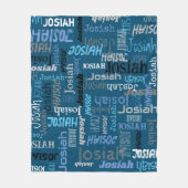 Persoonlijke naam en volledige naam blauwe grijze  fleece deken (Voorkant)
