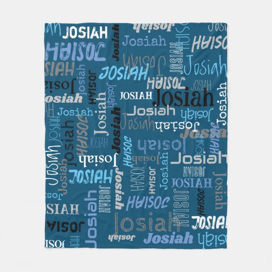 Persoonlijke naam en volledige naam blauwe grijze  fleece deken (Voorkant)
