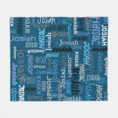 Persoonlijke naam en volledige naam blauwe grijze  fleece deken (Voorkant (Horizontaal))