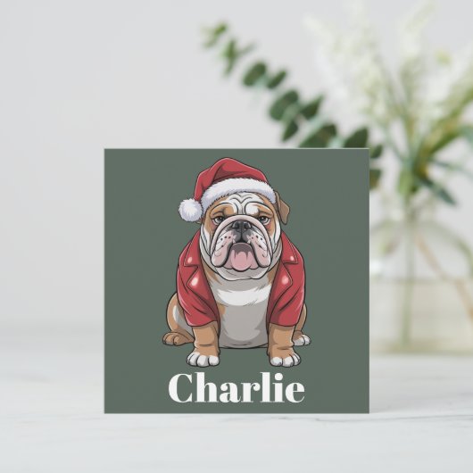 Persoonlijke naam Engelse Bulldog Hond Kerstmis  Feestdagenkaart (Staand voorkant)