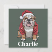 Persoonlijke naam Engelse Bulldog Hond Kerstmis  Feestdagenkaart (Voorkant)
