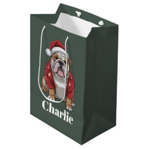 Persoonlijke naam Engelse Bulldog Hond Kerstmis Medium Cadeauzakje