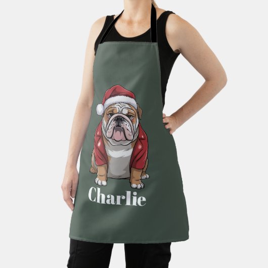 Persoonlijke naam Engelse Bulldog Hond Kerstmis  Schort (Insitu)