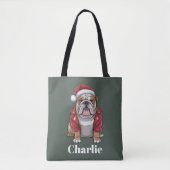 Persoonlijke naam Engelse Bulldog Hond Kerstmis Tote Bag (Voorkant)