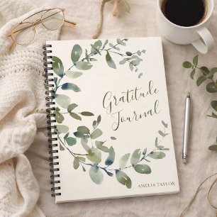 Persoonlijke naam Eucalyptus Waterverf Dankbaarhei Notitieboek