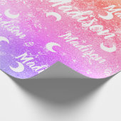 Persoonlijke naam Fairy Rainbow Moon Girl Cadeaupapier (Hoek)