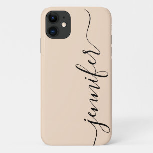 Persoonlijke naam, Fancy script, linen/Black Case-Mate iPhone Case