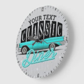 Persoonlijke naam Faux Neon 50 Classic Car Diner Grote Klok (Hoek)