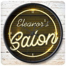 Persoonlijke naam Faux Neon Sign Beauty Hair Salon Grote Klok