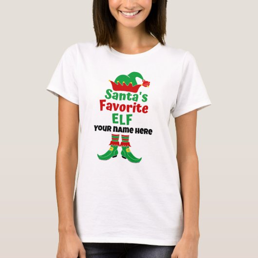 Persoonlijke naam Favoriete Elf T-Shirt (Voorkant)