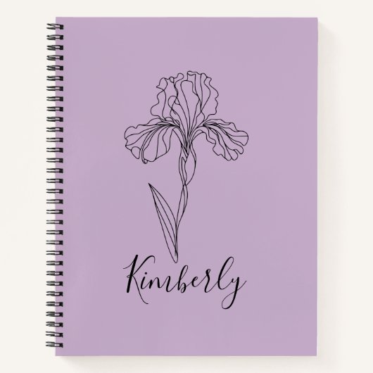 Persoonlijke naam Februari iris Geboortebloem Notitieboek (Voorkant)