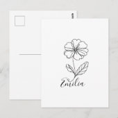 Persoonlijke naam Februari teunisbloem Geboorteblo Briefkaart (Voorkant / Achterkant)