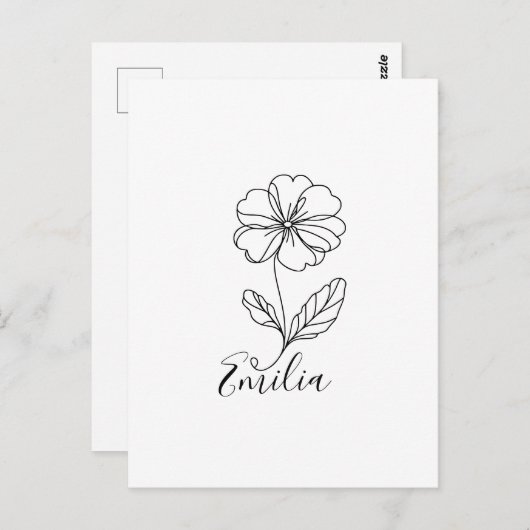 Persoonlijke naam Februari teunisbloem Geboorteblo Briefkaart (Voorkant / Achterkant)