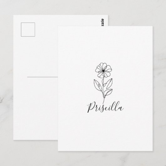 Persoonlijke naam Februari viooltje Geboortebloem Briefkaart (Voorkant / Achterkant)