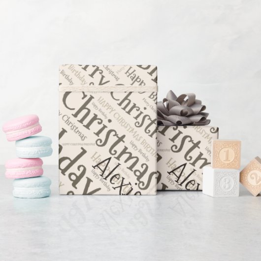 Persoonlijke Naam Fijne Kerst Verjaardag Grappig Cadeaupapier (Baby Shower)