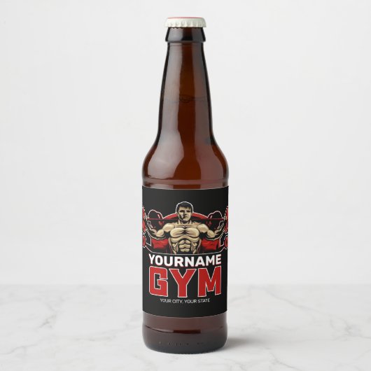 Persoonlijke NAAM Fitness Thuis GYM Gewichtheffen  Bier Etiket (Voorkant)