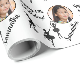 Persoonlijke naam Foto Age Ballet Birthday Cadeaupapier