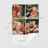 Persoonlijke naam foto collage goud golfhanddoek (Insitu)