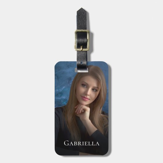 Persoonlijke naam foto modern bagagelabel (Voorkant verticaal)