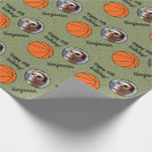 Persoonlijke naam Foto Sport Basketball Birthday Cadeaupapier (Hoek)