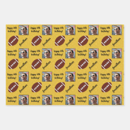 Persoonlijke naam Foto Sport Football Birthday Inpakpapier Vel