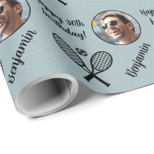 Persoonlijke naam Foto Sport Tennis Birthday Cadeaupapier