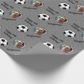 Persoonlijke naam Foto Sport Voetdag Cadeaupapier (Hoek)