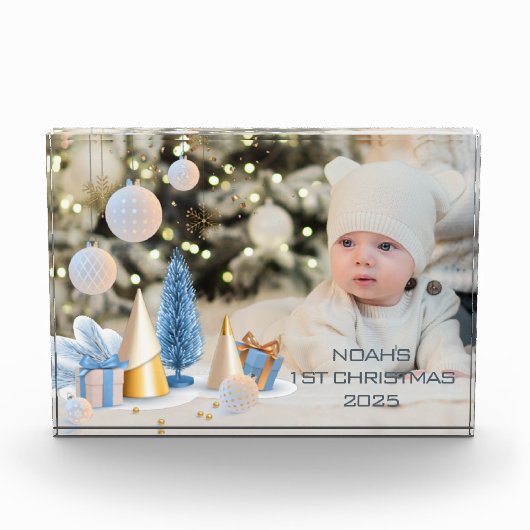 Persoonlijke naam & Foto voor baby's Eerste Kerstm (Voorkant)