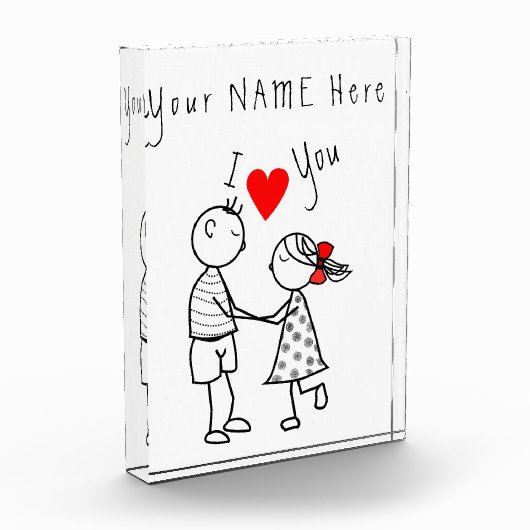 Persoonlijke naam Fotoblok Paar Love (Links)