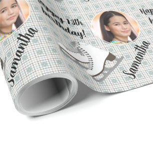 Persoonlijke naam Fotopagina Afbeelding Skater Cadeaupapier