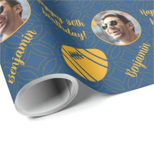 Persoonlijke naam Fotopagina Sport Rugby Birthday Cadeaupapier