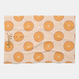 Persoonlijke naam fruit oranje en bruin theedoek