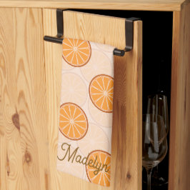 Persoonlijke naam fruit oranje en bruin theedoek