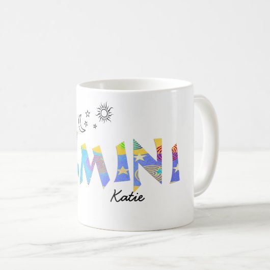 Persoonlijke naam-Fun GEMINI Birthday Zodiac Mok (Voorkant rechts)