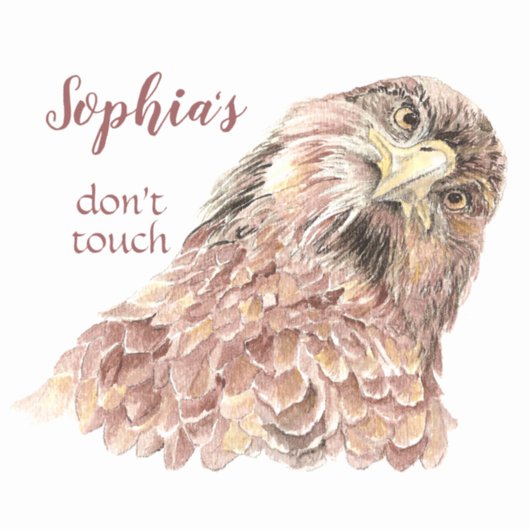 Persoonlijke naam Fun Waterverf Hawk Sticker (Voorkant)