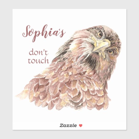 Persoonlijke naam Fun Waterverf Hawk Sticker (Vel)