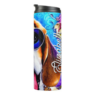 Persoonlijke naam Funky Beagle Dog Thermosbeker