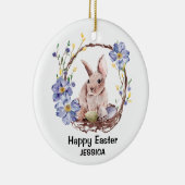 Persoonlijke naam Funny Bunny Happy Pasen Keramisch Ornament (Rechts)