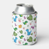 Persoonlijke naam Funny Dinosaur, bladeren Blikjeskoeler (Blikje Voorkant)