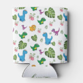 Persoonlijke naam Funny Dinosaur, bladeren Blikjeskoeler (Achterkant)