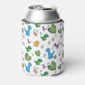 Persoonlijke naam Funny Dinosaur, bladeren Blikjeskoeler (Blikje Achterkant)