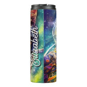 Persoonlijke naam Futuristic Space Cat Thermosbeker (Achterkant)