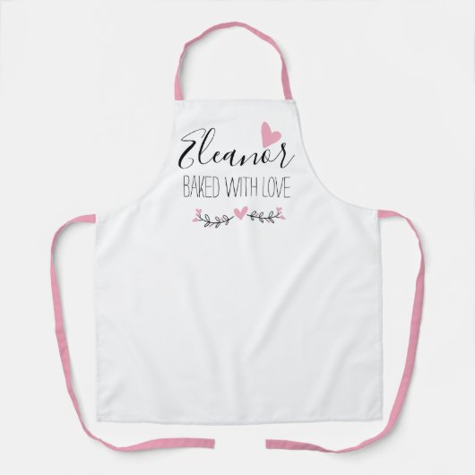 Persoonlijke naam gebakken met liefdeszus apron schort (Voorkant)