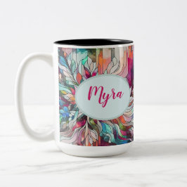 Persoonlijke naam gebrandschilderd glas Abstract Tweekleurige Koffiemok