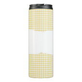 Persoonlijke naam geel Gingham-patroon Thermosbeker (Achterkant)