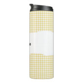 Persoonlijke naam geel Gingham-patroon Thermosbeker (Geroteerd rechts)