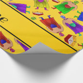 Persoonlijke naam geel mexicaans worsteltje cadeaupapier (Hoek)