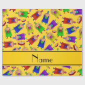 Persoonlijke naam geel mexicaans worsteltje cadeaupapier (Vlak)