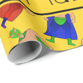 Persoonlijke naam geel mexicaans worsteltje cadeaupapier (Rol Hoek)