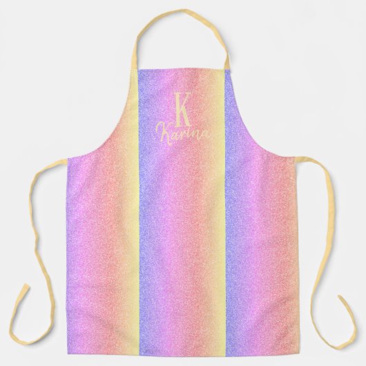 Persoonlijke naam geglitterde regenboog monogram m schort (Voorkant)